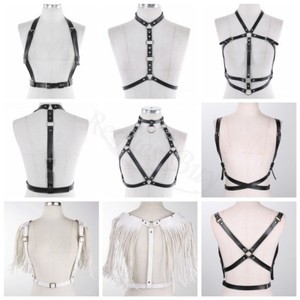 Female Leather underbust X cross Chest Harness