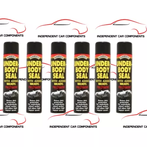 6 x Hammerite Underbody Seal With Waxoyl 600ml Black Underseal Aerosol Vehicle