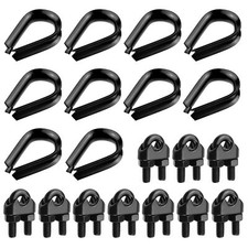 10Pcs 1/4 Inch 6mm Wire Rope Clamps Clip and 10Pcs M6 Wire Rope Thimble304 St...