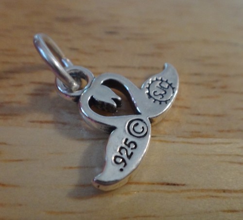 Sterling Silber 12x10mm Zwei Schwäne machen ein Herz Hochzeit Charm - Bild 3 von 3