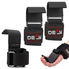 DEFY New Weight Lifting Power Training Dip Hook bar Straps Wrist Support Black