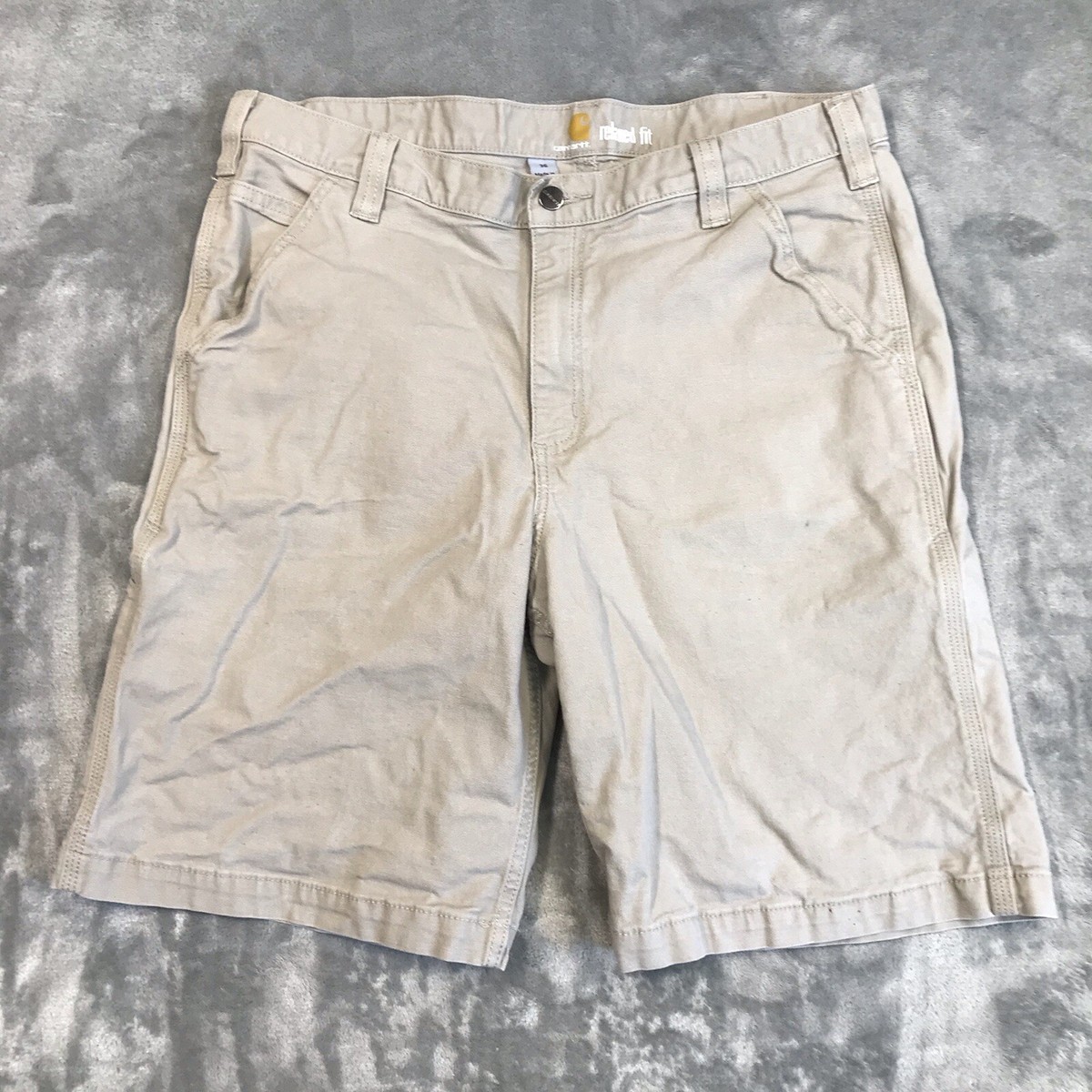Carhartt Shorts Men's 36 Canvas Beige 102514-232 Stains Duck