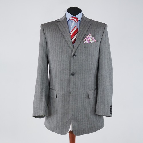Mens Herringbone Cashmere Silk Blazer 42L UK Size BECON Grey Sport Coat Jacket - Picture 4 of 14