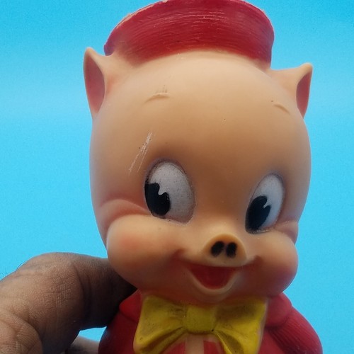 Giocattolo Vintage Warner Bros Porky Pig Squeaky - Sun Rubber Company BL - Foto 7 di 7