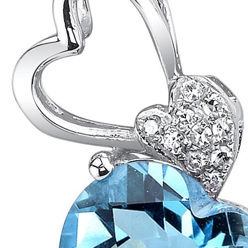 "Colgante de topacio y diamante azul suizo de 14 K de oro blanco de 3,02 quilates, 18" - Imagen 2 de 4