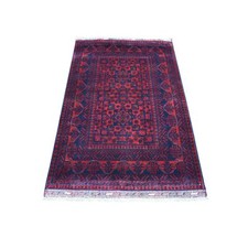 3'3" x 5' Red Afghan Khamyab Natural Dyes Velvety Wool Rug R55365