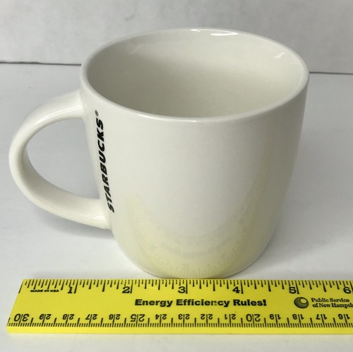 Starbucks Joyful Peace Sign Mug 14oz Cup White Red Lettering Zen Boho VG Cond - Picture 8 of 10