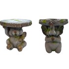 Animal Statue Teddy & Elephant Garden Décor Ornament Cement Stool Planter Stand