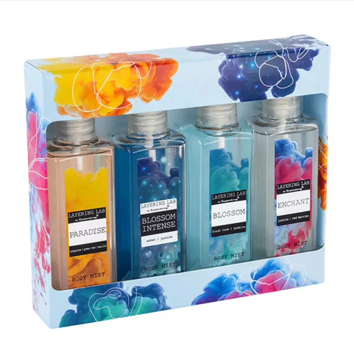 Superdrug Layering Lab Body Mist Gift Set 4 X 100ml Blossom Enchant Paradise