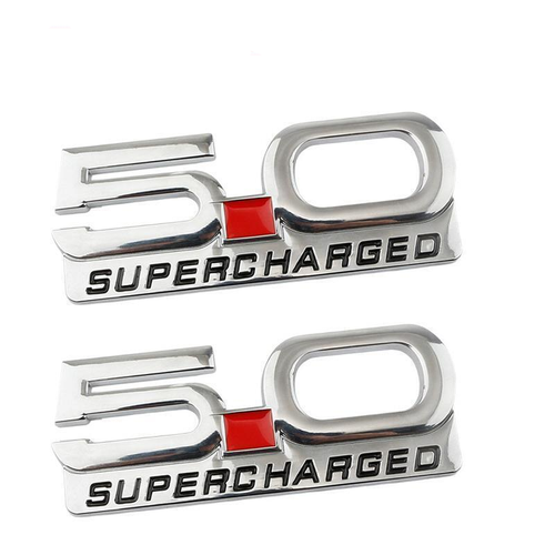 2pcs 5.0 Supercharged Emblem for 2015-2020 3D Metal Fender Badge Stickers - Foto 1 di 6