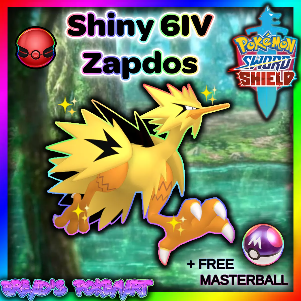 ✨Shiny Zapdos Galar✨ Pokemon Sword and Shield Perfect 6IV Event 🚀Fast  Trade🚀