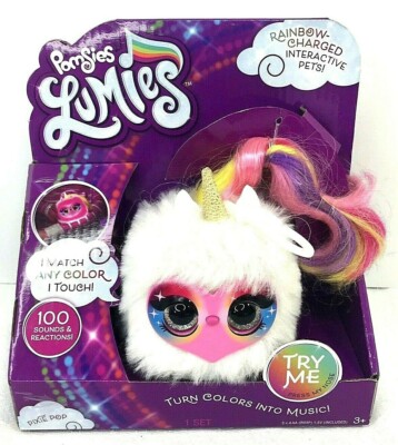 NIB Pomsies Lumies White Pixie Pop Rainbow Charged Interactive Pets 