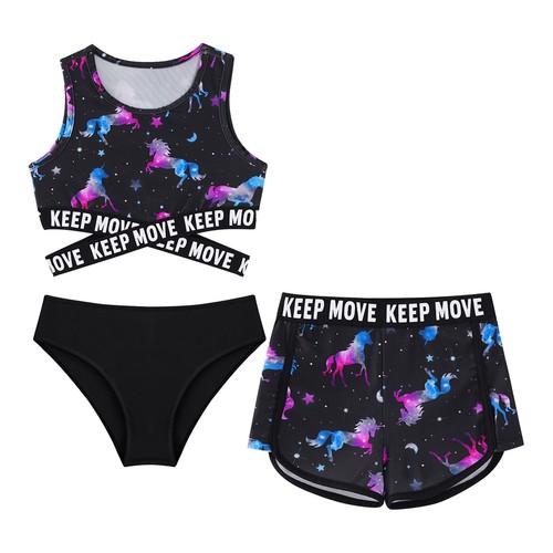 3Pcs Kids Girls Swimsuit Tank Top with Shorts and Briefs for Beach Pool Bathing - Picture 31 of 50