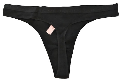 Panty perizoma Victorias Secret 100% cotone nuovo con etichette logo firma cintura nero L - Foto 2 di 3