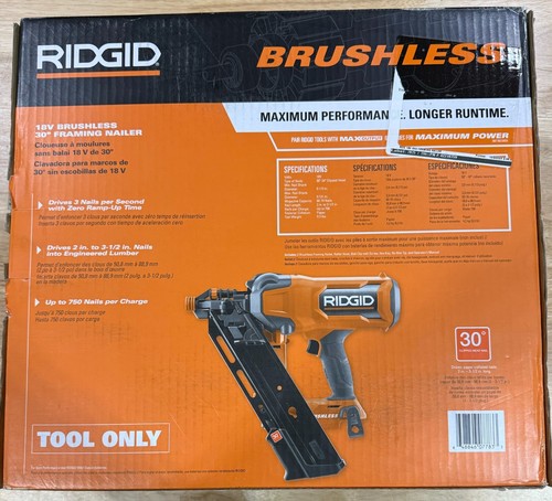 NEW! RIDGID 18V Brushless 30 Degree Framing Nailer (R09895B) - Picture 4 of 5
