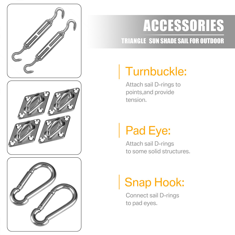 Sun Shade Sail Hardware Fitting accessories Turnbuckles Pad eyes Wire