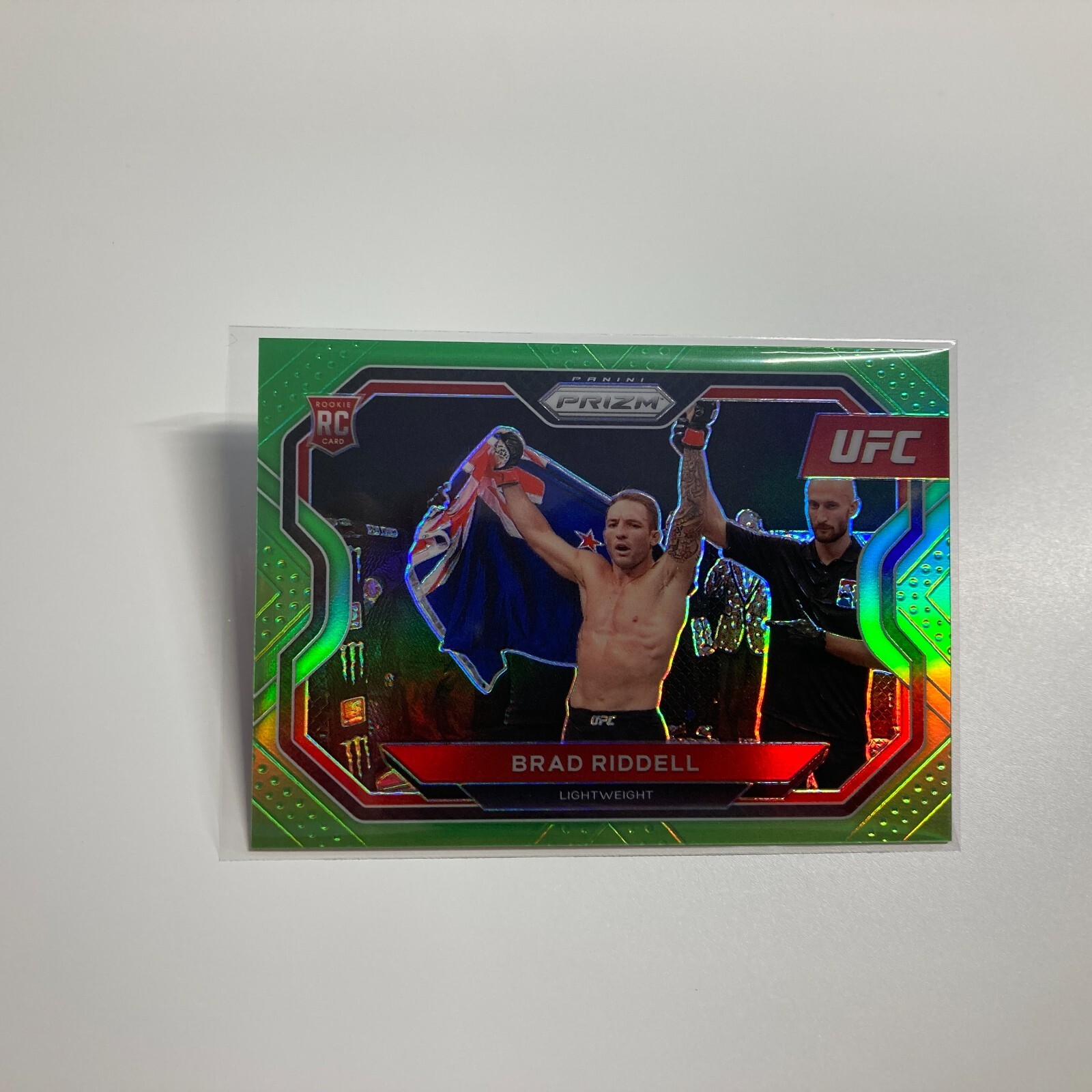 Brad Riddell 2021 Panini Prizm UFC Neon Green Refractor Rookie Card 54/75 #118