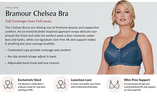 Bra 46D ~ The Glamorise Luxury-Brand BRAMOUR Chelsea 7003 Nude (Org Package) NEW - Picture 7 of 10
