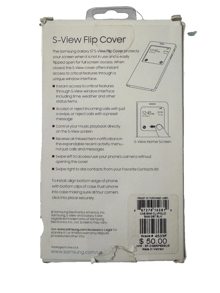 Funda abatible Samsung S-View para Samsung Galaxy S7 - negra Foto 2 de 4