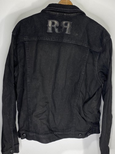 Neu mit Etikett seltene Rock Revival Denim Truckerjacke für Herren Distressed schwarz XL Lim. Ed/300 - Bild 7 von 8
