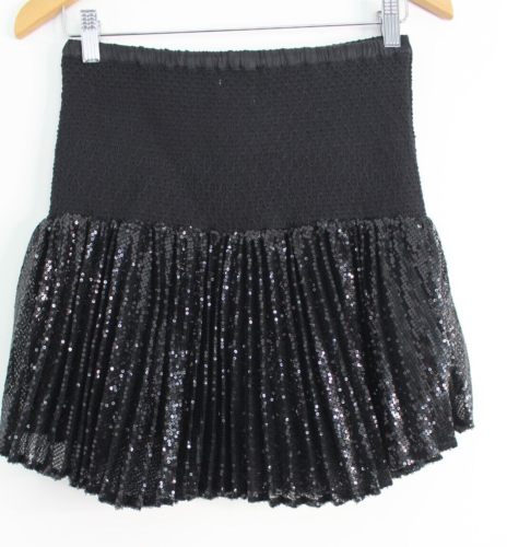FLANNEL Designer Label Black Sequin Pleat Mini Skirt Size Med-Large - Picture 5 of 6