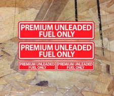 Premium Unleaded Fuel Only Sticker Decal Tank Vehicle Shop Garage Vinyl 4 for 1
