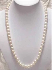 24” 20“ 18 ” 8-7mm AAA Akoya White Cream Pearl Necklace 14k Yellow Gold  Clasp