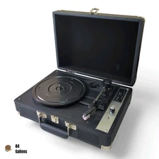 Portable Suitcase Vinyl Record Player Turntable with Bluetooth + Speakers -Black