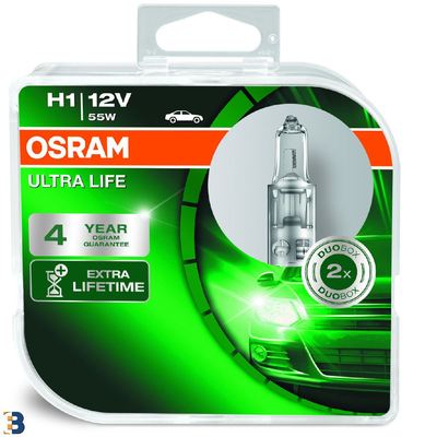 Osram H1 Ultra Life 12 V 55 W Scheinwerfer Glühbirnen 64150ULT-HCB Extra Lifetime DuoBox