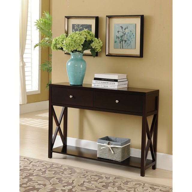 O K Furniture Entryway Table With Storage Shelf Rustic Narrow