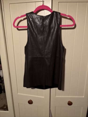 M&S Marks & Spencer Chocolate Brown Faux Leather Sleeveless Top Size 6 NEW - Picture 7 of 9