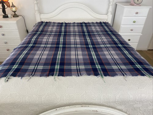 Vintage Wool Throw Picnic Travel Blanket Check 155cm x 150cm Faults Craft Pet - Picture 3 of 19