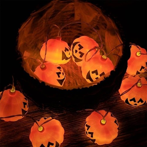 18 Count Pumpkin Battery Operated Halloween LED String Lights 2.5 Inch - Picture 2 of 2