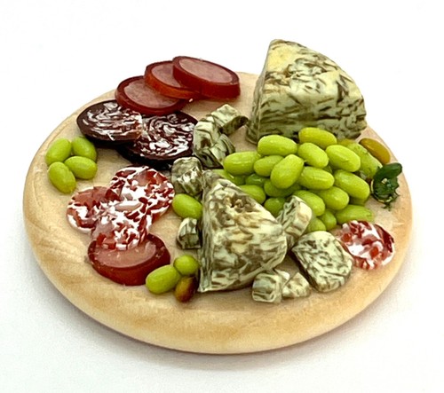 Artisan 1:12 Cutting Board Grapes Cheese Salami Dollhouse Miniature Food Signed - Picture 6 of 16