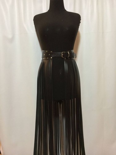 Genuine Leather Fringe skirt corset belt leather long fringes belt punk retro - Picture 4 of 6