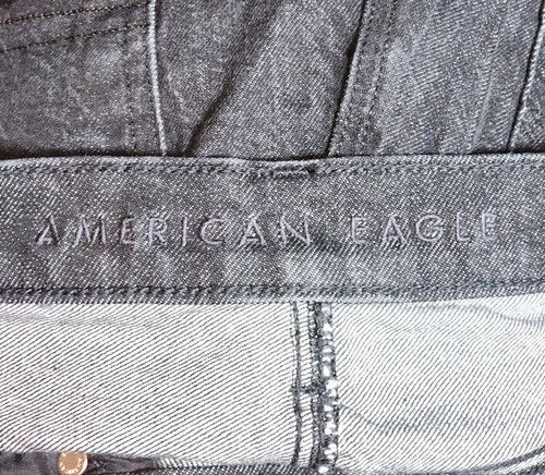 American Eagle Black Denim Stretch Loose Slouchy Fit 90's Boyfried Jeans Size 8 - Picture 8 of 12