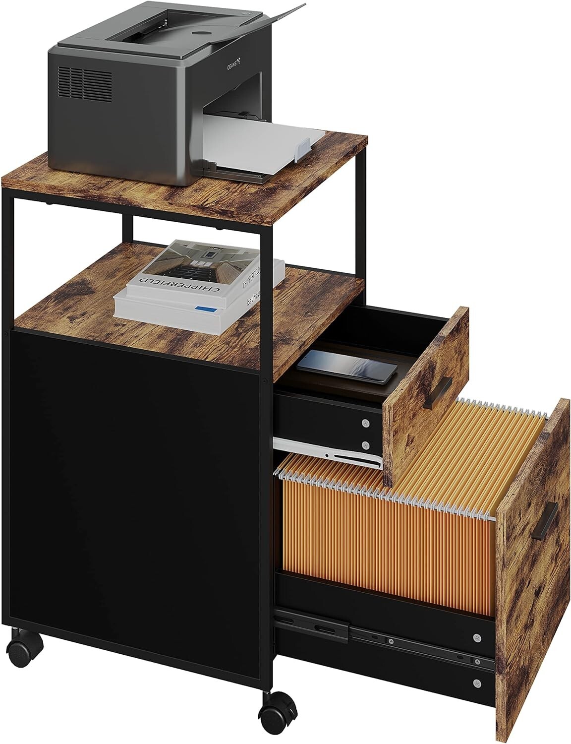 File 2 Drawers Rolling Office Filing + Wheels eBay