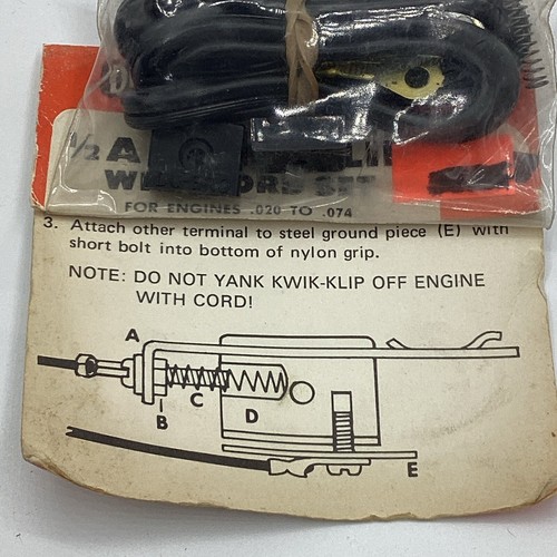NOS Vintage Du-Bro Model RC Parts 1/2A Kwik-Klip W/ Cord Set Catalog No. 149 - Picture 4 of 6