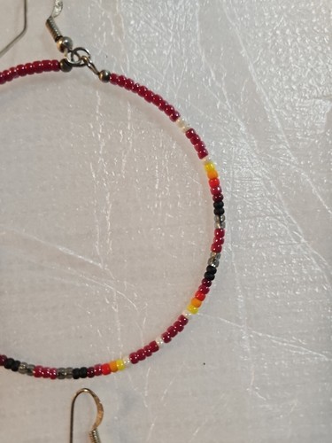 NEW NATIVE AMERICAN BEADED HOOP EARRINGS - Picture 4 of 5