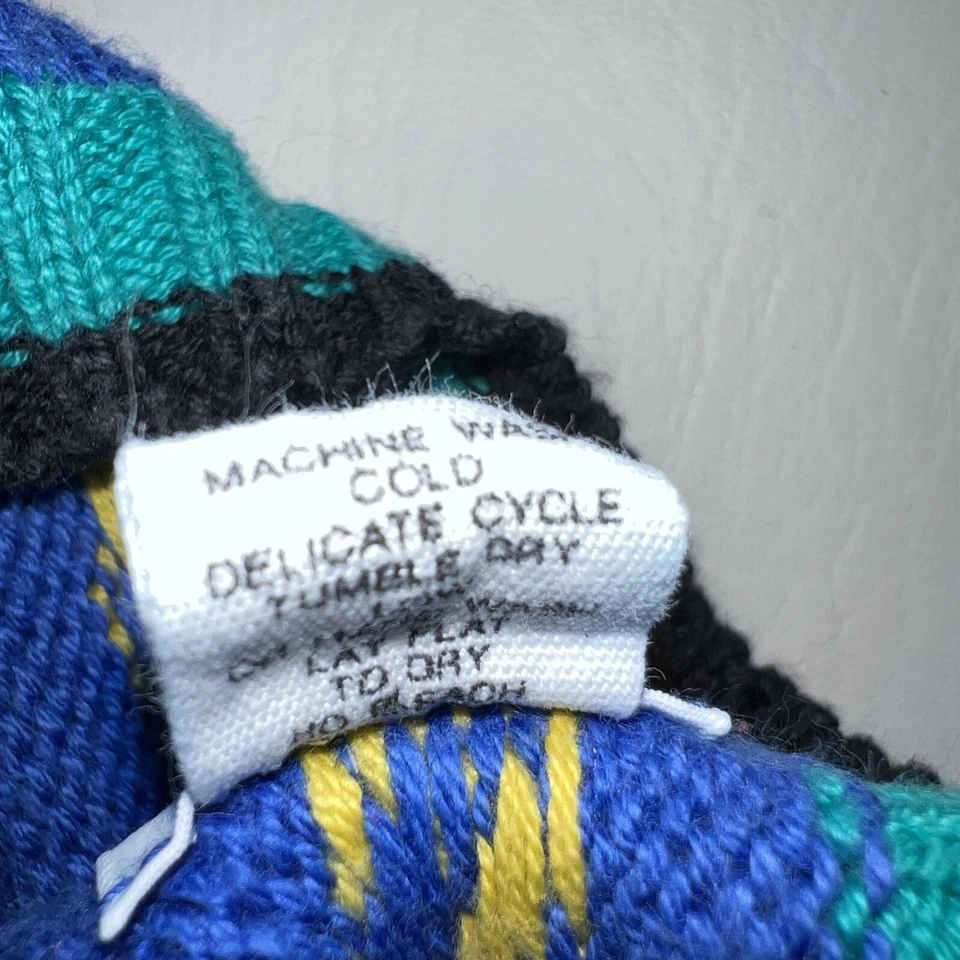 Suéter De Colección Kitestrings Niños Grueso Tejido Cuello en V 7 Azul Verde Preppy Academia Foto 3 de 4