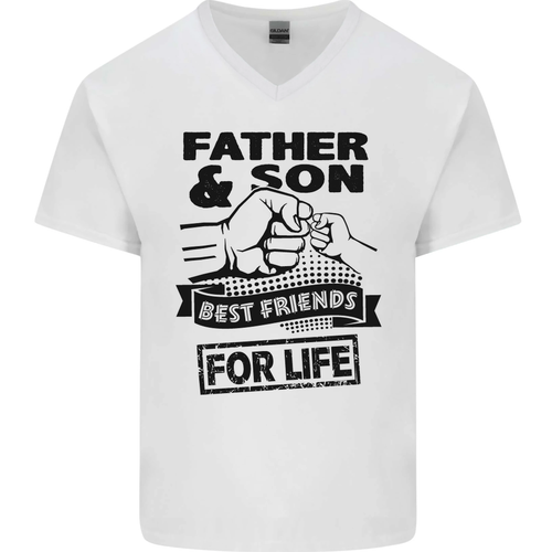 Father & Son Best Friends for Life Mens V-Neck Cotton T-Shirt - Picture 12 of 31