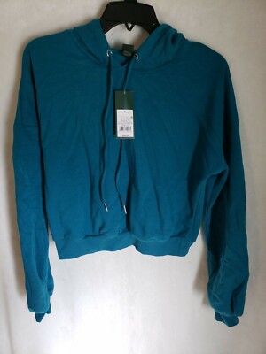 Wild fable Women's Drop Shoulder Cropped Hoodie Teal Size L (DD)