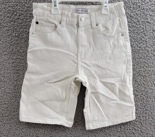 Calvin Klein Jeans 5 Pockets Denim Shorts Big Boys 10 White Zip/Button Closure - Picture 2 of 17