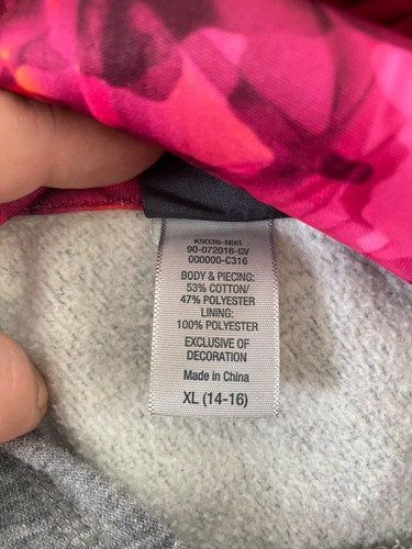 Girls XL Hoodie Champion Grey and Pink Long Sleeve Pocket Hooded Sweatshirt - Picture 8 of 8