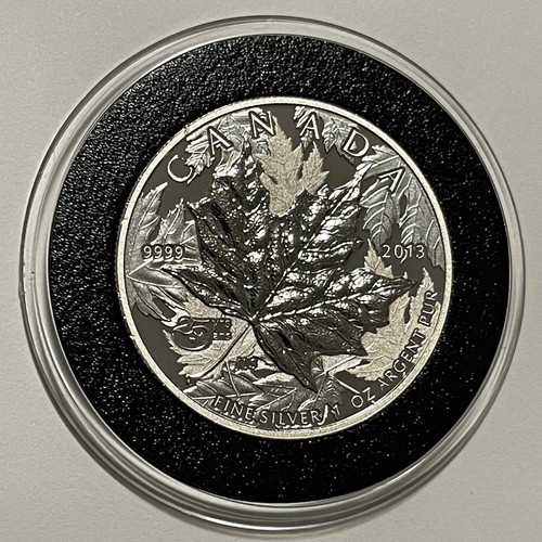 2013 Maple Leaf Piedfort High Relief Rare Round Coin 1 Troy Oz .9999 Fine Silver - 第 1/11 張圖片