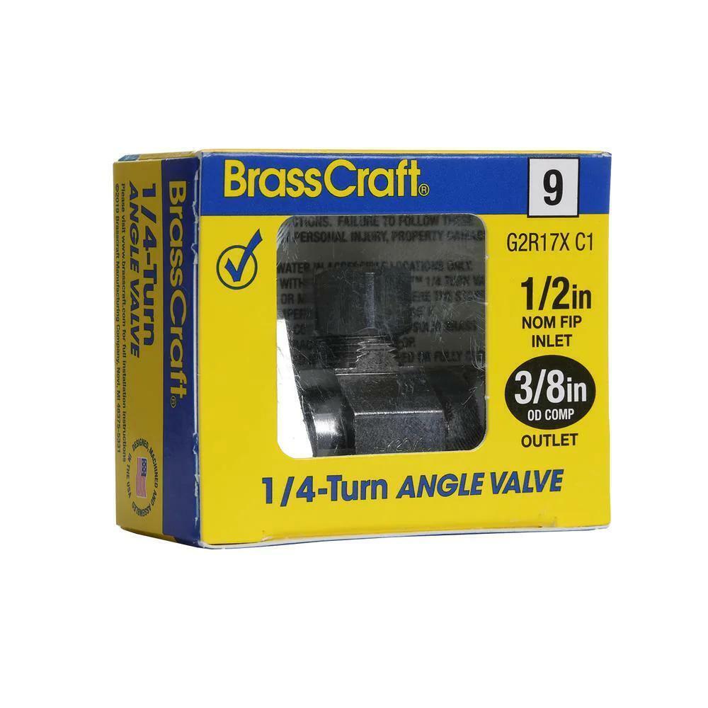 BrassCraft Brass Chrome Turn Angle Valve 1/2 I.D. x 3/8 O.D. in