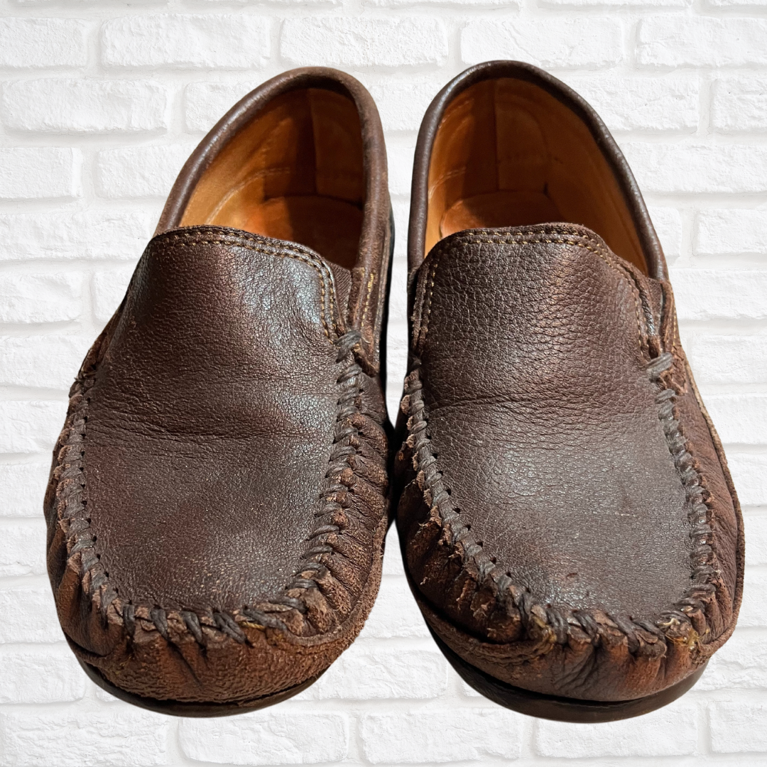 Minnetonka Brown Leather Moccasin Slip On Loafer Men display picture 3