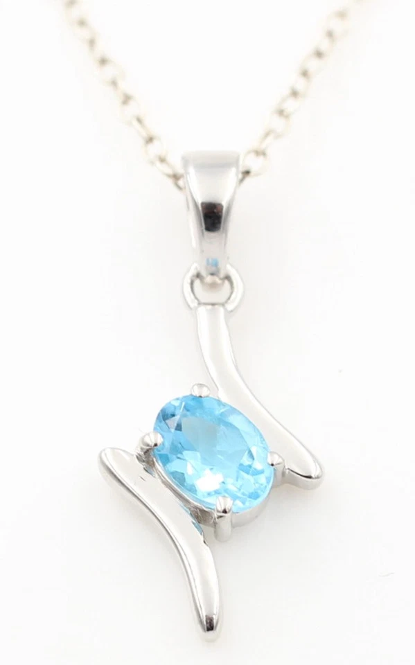 0,72 Carati Topazio Blu Svizzero Pendente Collana In Argento 925 - Immagine 4 di 4