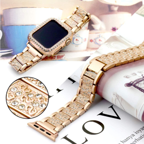 Diamante Acero Inoxidable Banda Correa Estuche Cubierta Set para Apple iWatch 7 6 5 43 - Imagen 6 de 17