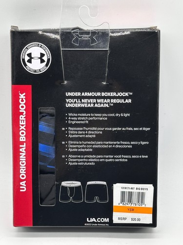 NEW 2 PAIR PACK UNDER ARMOUR BOYS UA ORIGINAL BOXER JOCK BOXER BRIEFS SMALL $20 - Picture 2 of 2